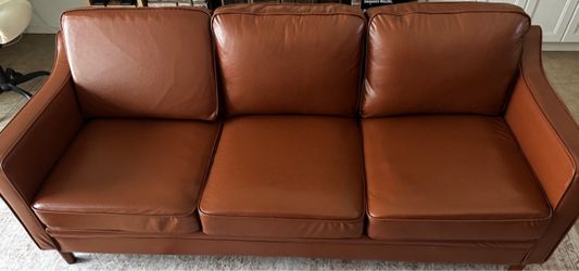 Faux leather square arm sofa