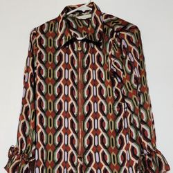 Women's Geometric Pattern Blouse Long Sleeve