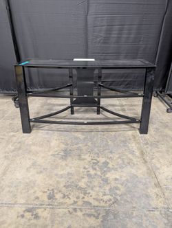 Black Metal Frame TV Stand with Glass Top