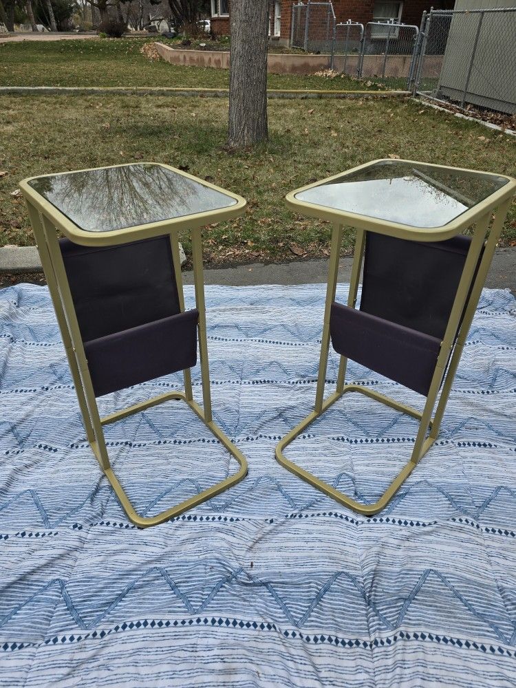 Pair Of Gold End Or Side Tables / Nightstands