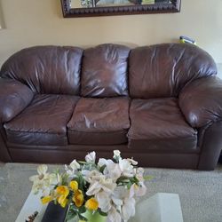 Brown Leather Sofa 
