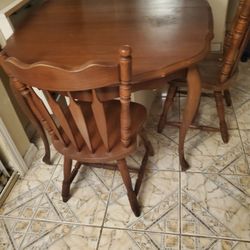 Wood Table  Brown  With 4 Chairs 