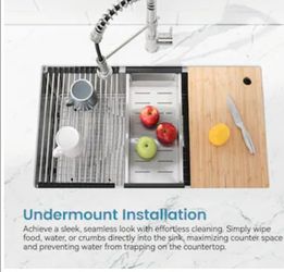 Stainless Steel Undermount Kitchen Sink with Accessories