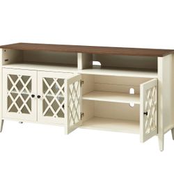 Better Homes & Gardens Trellis TV Stand for TVs up to 65", Ivory/Walnut 