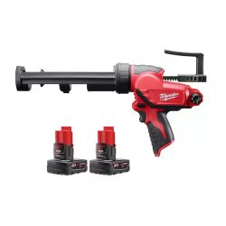 Milwaukee M12 Lithium-Ion Cordless 10 oz. Adhesive and Caulk Gun with 2 3.0 Ah Batteries