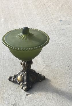 Jaded Green Antique Glass Candy Dish