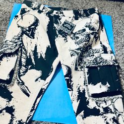 Rebel Vengeance Skeleton Print Cargo Pants