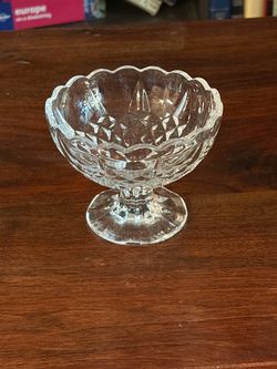 Vintage Crystal Cut Glass Footed Candy Bowl