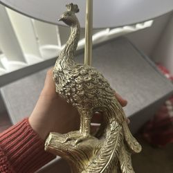 64 Cm Gold And White Peacock Lamp 