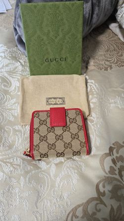 Guccis Wallet Monogram Red Leather - 200% Authentic New 