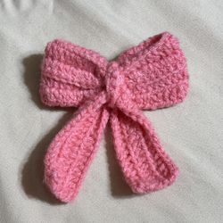 Big Crochet Pink Bow Clip 