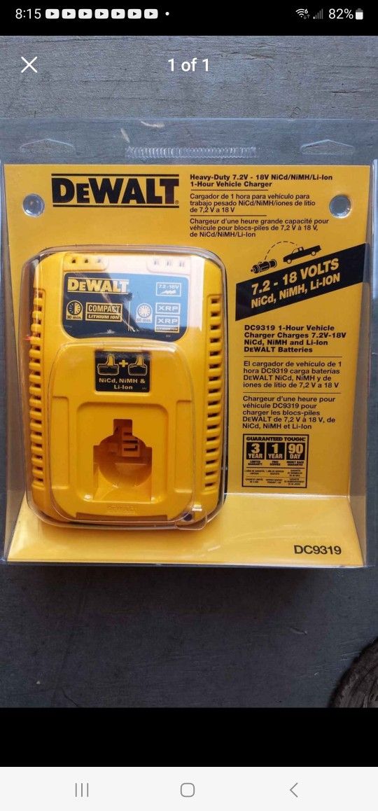 Dewalt DC9319 1-Hour Vehicle Charger Battery Charger 