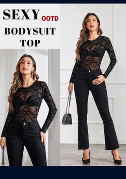 Women's Casual Transparent Long Sleeve Bodysuit