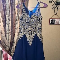 Navy Blue & Gold Dress