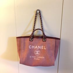 Authentic Chanel Deauville Large Tote Bag Red for Sale in San Diego, CA -  OfferUp