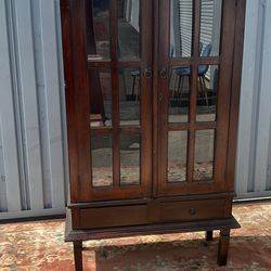 Three shelf cabinet 36” x 16” x 71” with two drawers