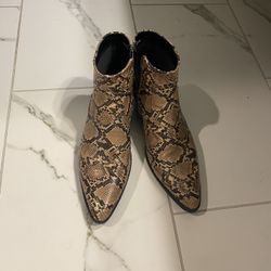 Faux Snakeskin Chelsea Boots