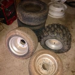Atv wheels and tires. All for 60.And 6 Hole Bud Wheels 65 Each
