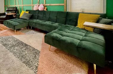 Joybird U-Shape Sectional - Forest Green Velvet ($3,300 Value)