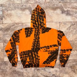 Billy Hill Tire Track Safety Orange Hoodie Size Small