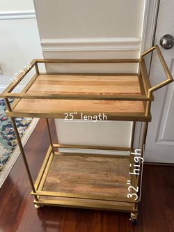 Gold And Wood Bar Cart (cash & pick up only)