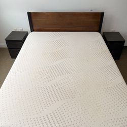 Two-Tone Brown Wood Platform Bed (No Mattress)