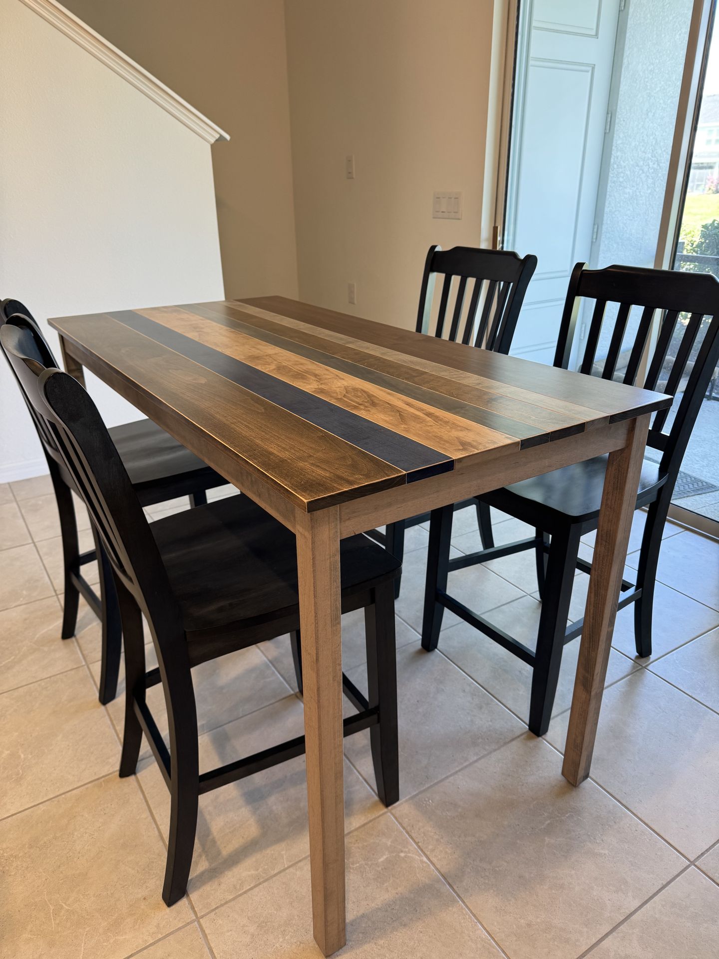 Farmhouse Dining Table, Chairs and Stools