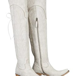 Lane Women's Lexington Leather Tall Western Boot - Snip Toe Ivory 7 M