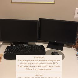 Computer Monitors And Keyboard Set
