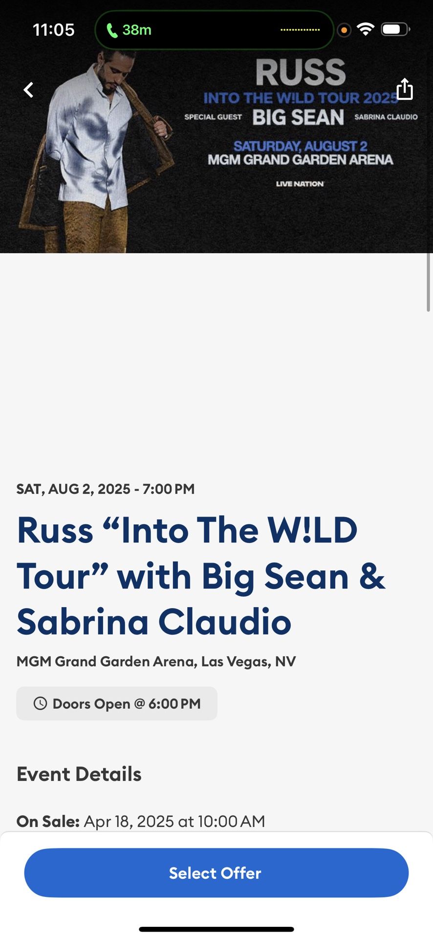 Russ Concert Ticket In Las Vegas