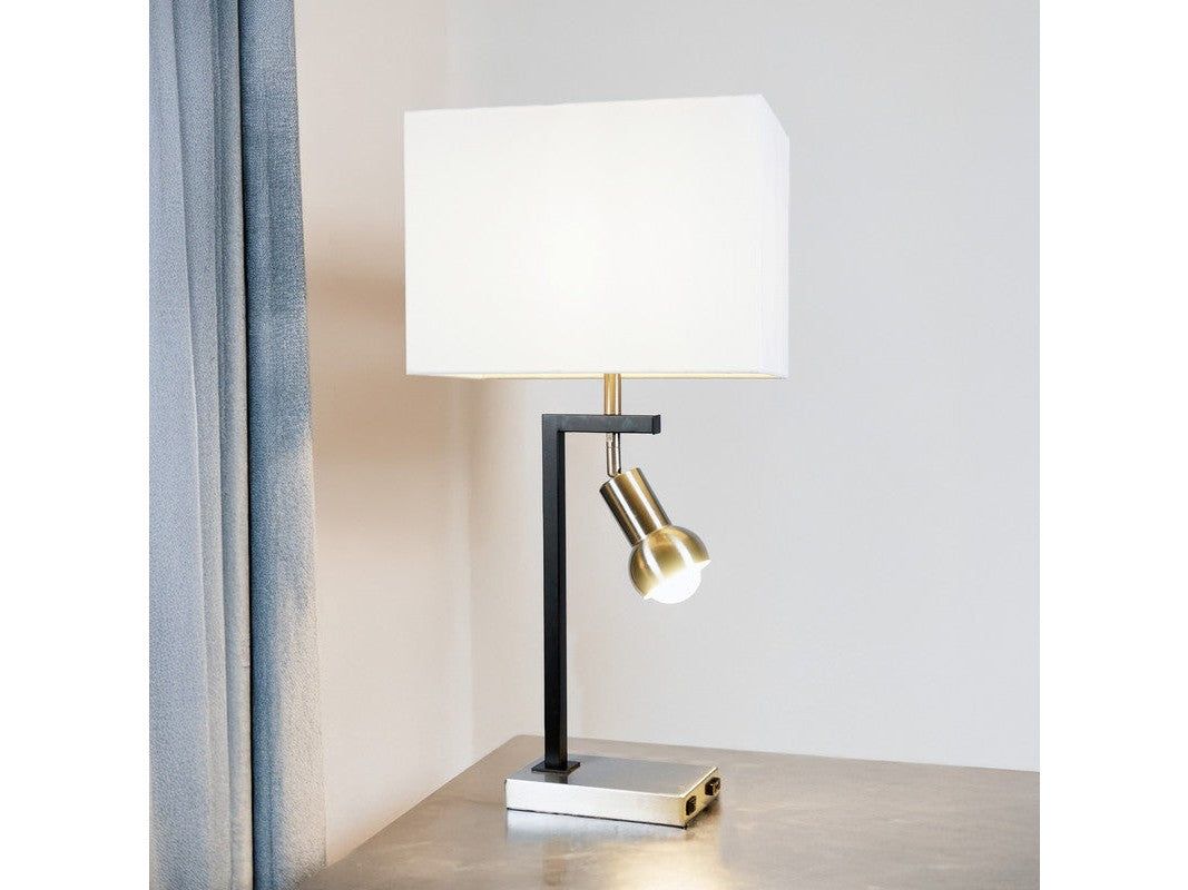 Ely Grace Matte Black/Brushed Steel Table Lamp