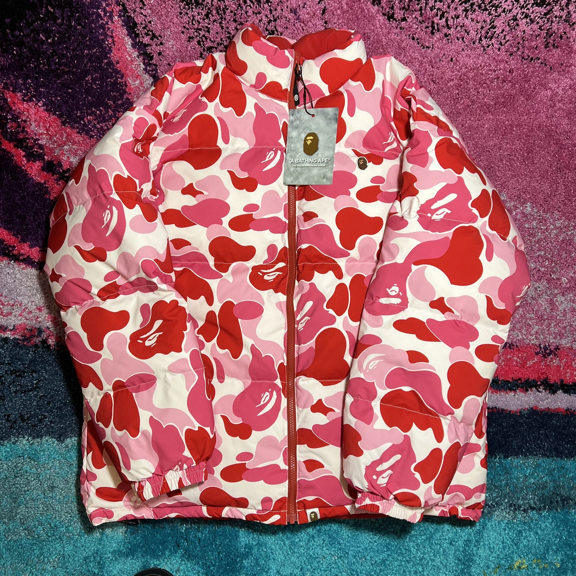 BAPE ABC Camo Reversible Down Jacket "Pink" Relaxed Fit XXL 2XL NWT 1J80-144-007