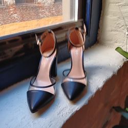 Aldo Vodia Black Window Pane Heels 8