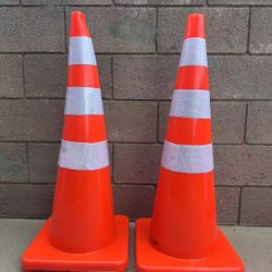 (2 Pack) Traffic Cones 36 Inch PVC Orange Cone for Traffic Control,Construction Events, Driveway Road Parking Lot