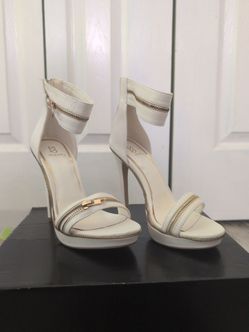 Scene Randy High Heels Ankle Strap White Size 7