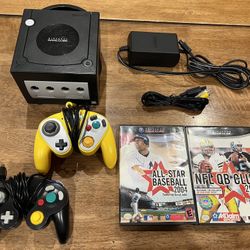 Nintendo GameCube Console DOL-001 Black w/ 2 Controllers, Cords, & 2 Games