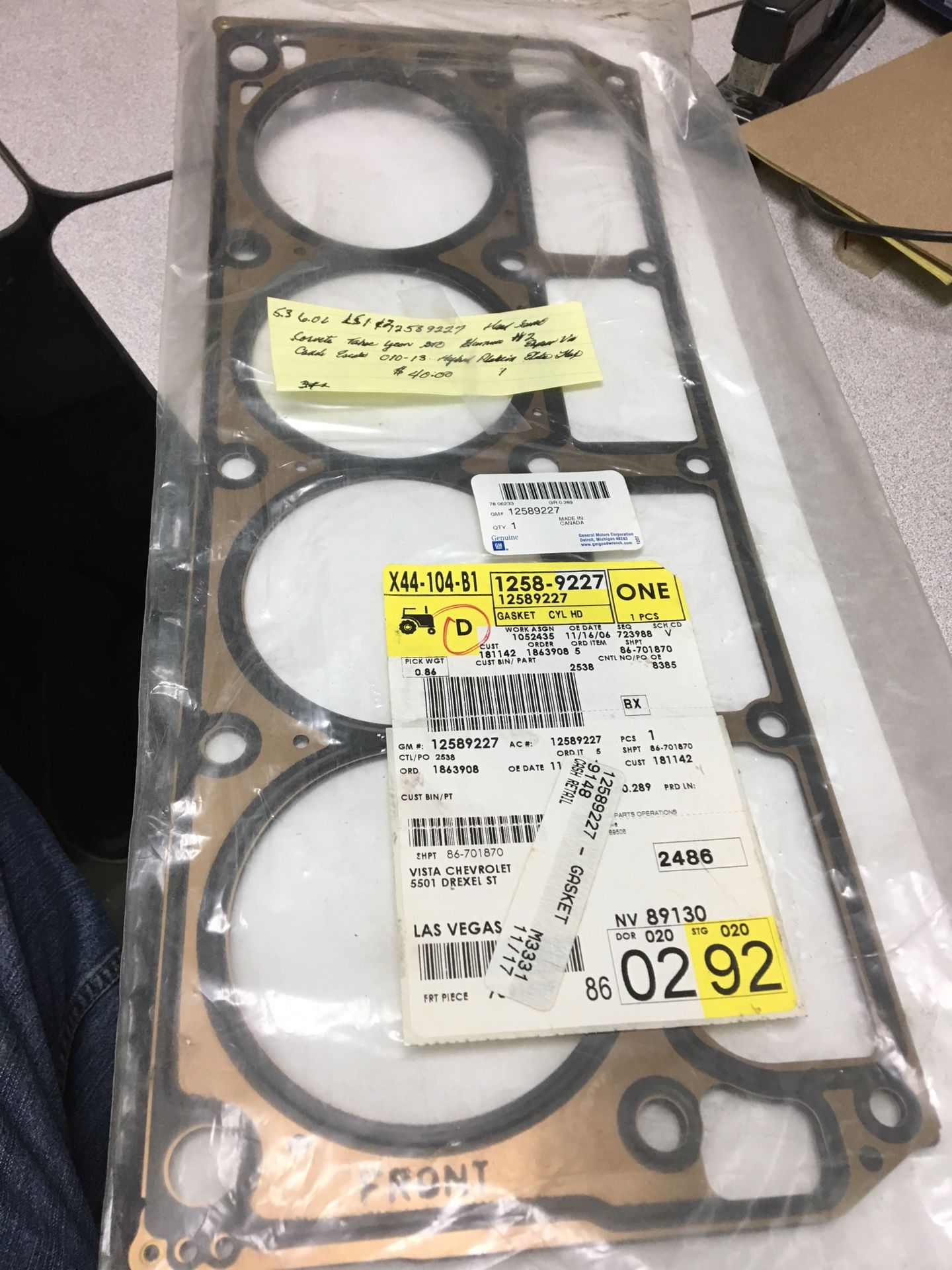 Head gasket 5.3/6.0 Chevy Corvette Tahoe Yukon GM 12589227