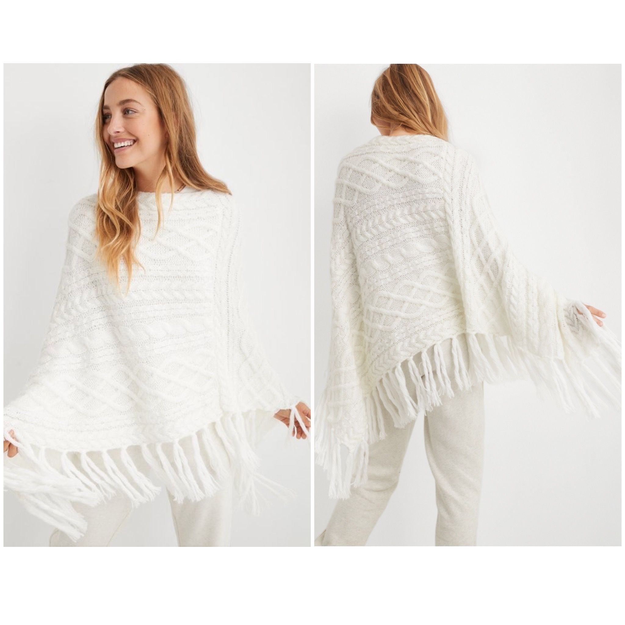 AERIE CABLE PULLOVER PONCHO