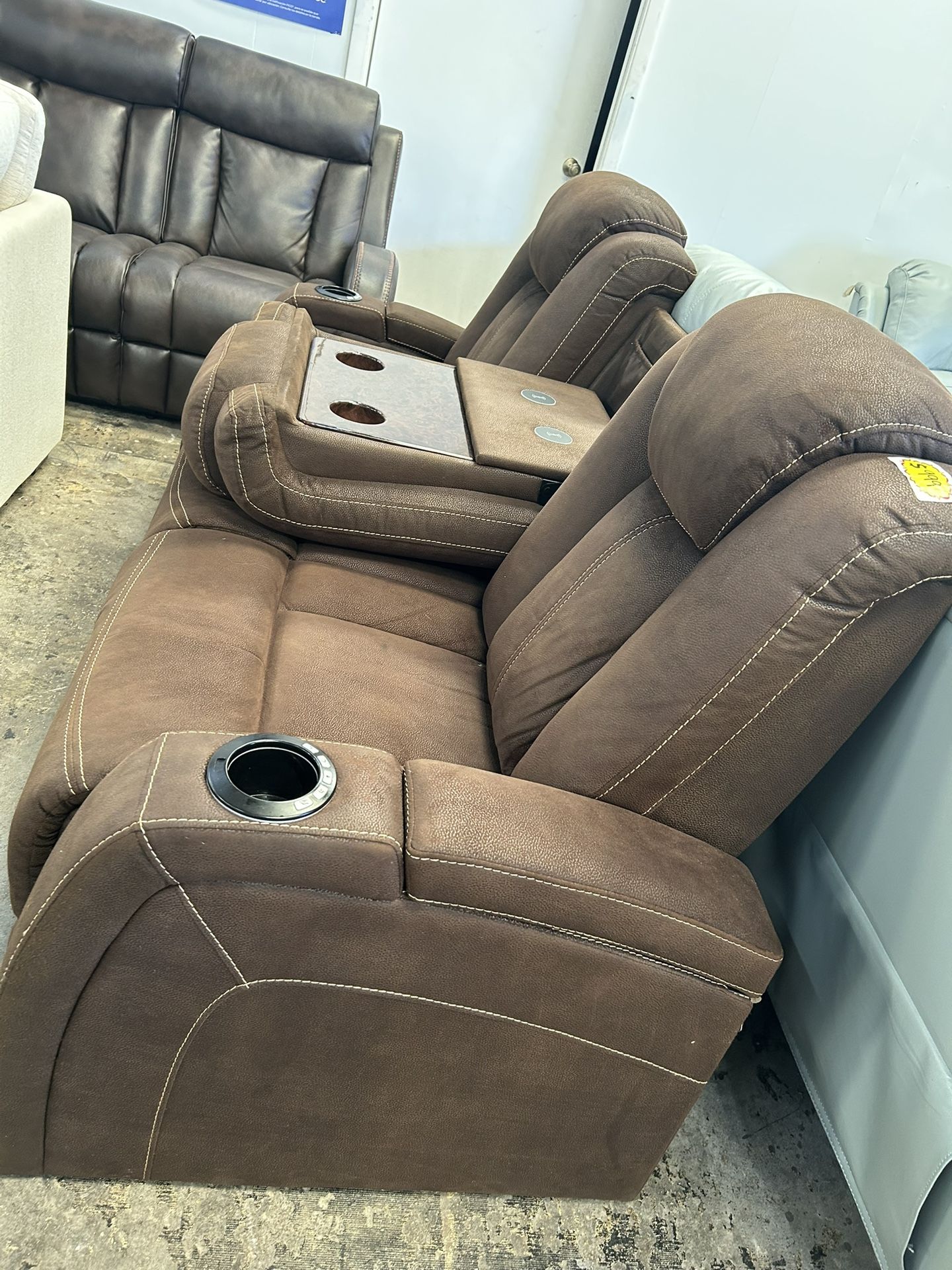 Brown Electric Reclining Sofa