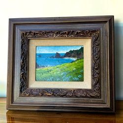 Original Jeanne Colbus “Oregon Coast #2” Framed Coastal Landscape Painting
