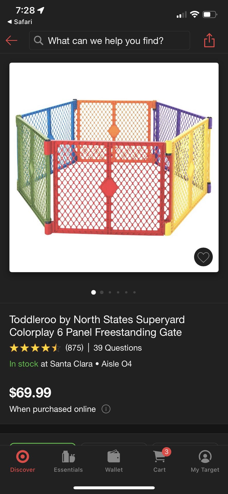 Playpen: Toddleroo by North States Superyard Colorplay 6 Panel Freestanding Gate