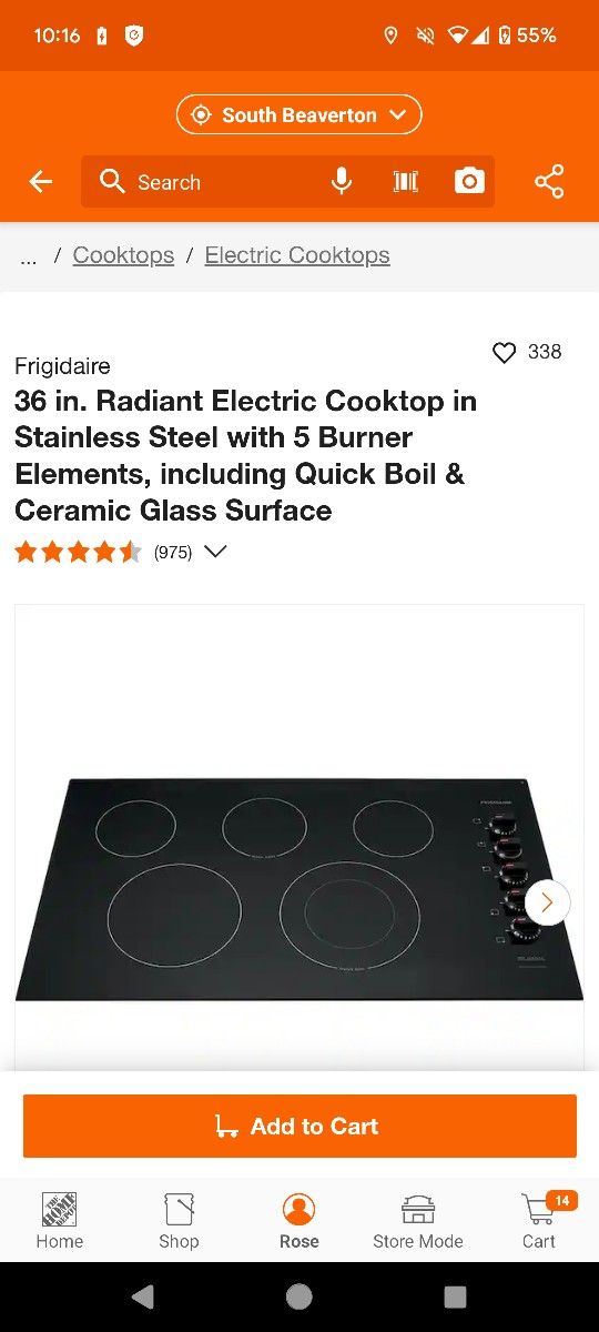 New Un-opened 36" Frigidaire Electric Cooktop