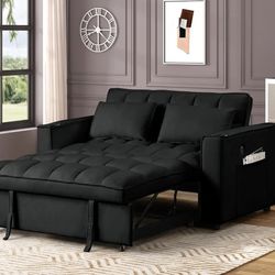 Sandbach Black Pullout Couch Sofa Bed with USB