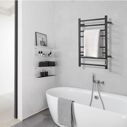 (New in Box)
SHARNDY 32"x24" Towel Warmer Black For Bathroom Wall Mounted Bath Towel Heater Electric Heated Towel Rack Stainless Steel Round 7 Bars Pl