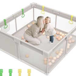 Baby Playpen With 2 Zippered Doors And Mat