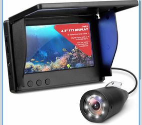 Brand new! Pyle 4.3” Portable Underwater Fishing Camera with TFT LCD Monitor, 1000TVL IP68 Waterproof Camera, 12 Infrared Lights, Rechargeable Battery