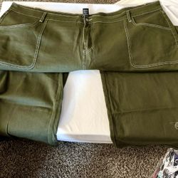 Hot Topic Jeans Women’s 26 Denim Green Wide Leg Star Patch Y2K Grunge