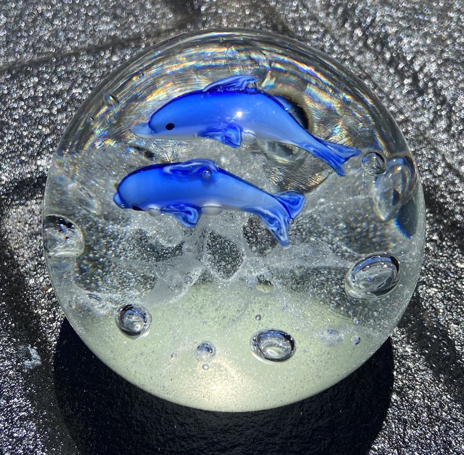 Glass Dolphin Paperweight