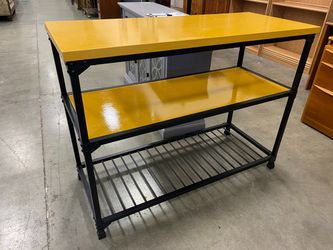 Industrial 2 Tier Painted Yellow Work Bench