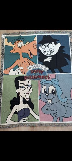 Vintage Rocky & Bullwinkle Tapestry *NEW*